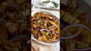 Roasted Fall Panzanella Salad 🍠 recipe foryou healthybakes easyrecipe shorts [upl. by Harbird]