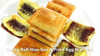 Fried Spring Roll Nian Gao amp Pan Fried Nian Gao with Eggs [upl. by Marlin286]