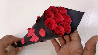 Ramo de Rosas de papel  Bouquetde rosas  manualidades [upl. by Adnoluy384]