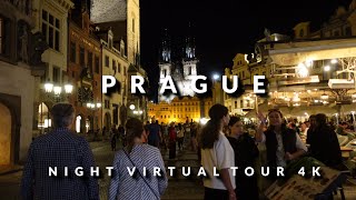 Prague Czech Republic Nightlife Virtual Tour 4K Wenceslas Square Powder Tower Old Town Square [upl. by Larret721]