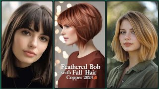 Feathered BoB with Fall Hair copper 2k24stylishcolorfullhairstylesbeautiful colorfullshorthair [upl. by Elatnahs]