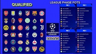 UEFA CHAMPIONSHIPS 202425 QUALIFIED amp LEAGUE PHASE POTS [upl. by Novart]