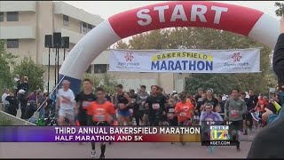 Thousands partake in Bakersfields third annual marathon half marathon and 5K [upl. by Ifen]