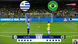 Uruguay vs Brazil  Penalty Shootout  Copa America 2024  Quarter Final  Vinicius vs Nunez  PES [upl. by Atiekan]