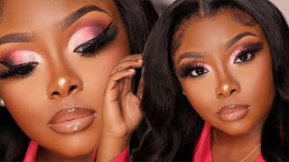 Detailed Pink Eyeshadow Tutorial 🩷  Dramatic Cut Crease  Makeup Transformation [upl. by Mchugh]