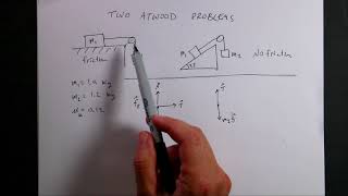 Two Atwood Machine Problems  half Atwood with friction and Atwood on an incline [upl. by Nae]