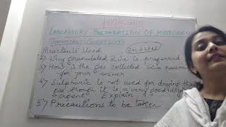 Laboratory preparation of HydrogenClass 9chemsclass most important questions [upl. by Ethyl640]