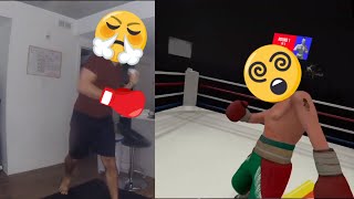 REAL HEAVYWEIGHT BOXER vs VR BOXING GAME Thrill of the fight [upl. by Sadye]