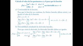 Estudio de la derivabilidad en funciones con parámetros [upl. by Koressa]