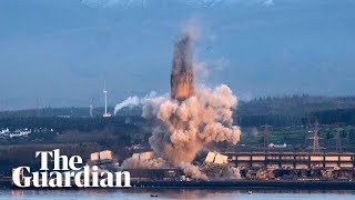 Explosive demolition brings down Scotland power station chimney [upl. by Bose16]