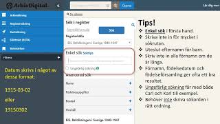 Lär dig söka i ArkivDigitals register föreläsning den 16 januari 2021 [upl. by Ahselef42]