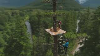 Tweedsmuir Park Lodge  Aerial Tree Top Adventure Tour  Bella Coola British Columbia Canada [upl. by Lemal]