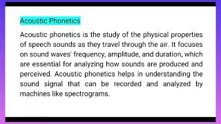 what is Acoustic Phonetics Types of Phonetics Phonetics [upl. by Yellah]