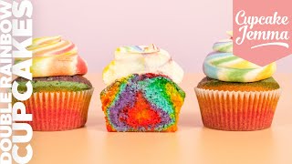 EPIC Double Rainbow Tie Dye Cupcakes Recipe  Cupcake Jemma [upl. by Philipson]