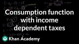 Consumption function with income dependent taxes  Macroeconomics  Khan Academy [upl. by Tomasine]