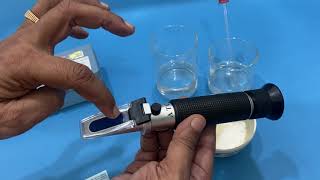 How to use refractometer salinity testing 0100 for marine water salt working parts by abron Eng [upl. by Ardnnaed]