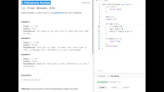 LeetCode 9 Palindrome NumberGolang [upl. by Sigismond]