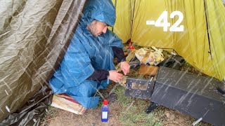 EXTREME 40° Solo Camping 4 Days  Snowstorm amp Winter Camping in a Snowstorm HOT TENT [upl. by Gowon180]