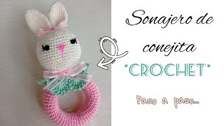 sonajero de conejita a crochet para bebé  fácil de hacer completo [upl. by Ttekcirc]