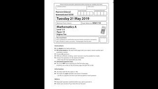 May 2019 iGCSE Edexcel Mathematics A Higher Tier Paper 1 4MA11H P58365A [upl. by Nyla356]