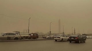 Egypt Sandstorms blow through parts of Egypt in cloud of dust blocking the sun [upl. by Cofsky485]