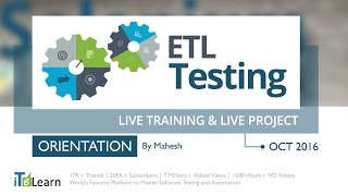 ETL Testing Live Training amp Live Project for Beginners Overview [upl. by Ennairek328]