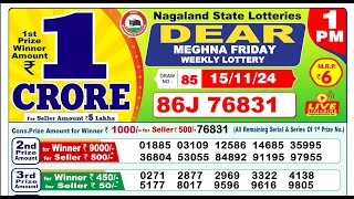 Lottery Result Today 1pm 15112024  Official  Nagaland Lottery [upl. by Isnam731]