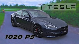 Tesla Model S Plaid  POWERFUL 🤯  Launch Control  Autobahn  0100 kmh [upl. by Ytnom]