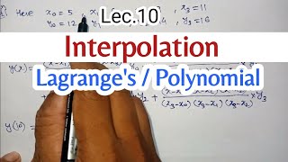 interpolation  Lagrange interpolation  Lagranges polynomial [upl. by Mingche200]