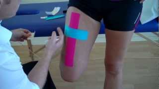 How to apply Kinesiology Taping for a strain of the Rectus Femoris  Quadricep muscle strain [upl. by Othe324]