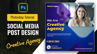 Photoshop Tutorial Creative Agency Social Media Post Design  Trending Tutorial  Creative Design [upl. by Barna]