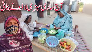 Aaj Sari Sabzee Ladu Ko Banani Pari  Village Life Evening Routine  Village Family Vlogs [upl. by Airlee804]