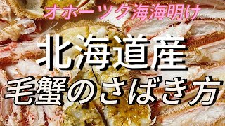 北海道産の毛蟹！オホーツク海明けの毛蟹漁解禁『毛蟹のさばき方』 [upl. by Ylatan630]