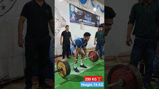 Deadlift 235 KG 🏋️‍♂️ No1 Conventional Lift Weight 74 KGshorts powerlifting bodybuilding workout [upl. by Ayotal]