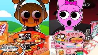 Incredibox Sprunki  Oren VS Pinki Convenience Store ORANGE PINK MUKBANG  Incredibox Animation [upl. by Demetre188]