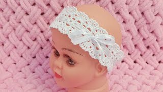 АЖУРНАЯ ПОВЯЗКА НА ГОЛОВУ ДЛЯ ДЕВОЧКИ КРЮЧКОМcrochet headbandgehäkeltes Stirnband [upl. by Yadnil]