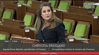 Finance Minister Chrystia Freeland delivers federal budget 2021 – April 19 2021 [upl. by Dnomhcir]