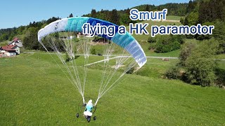 Hobby King RC paramotor with Smurf pilot [upl. by Llerraf183]