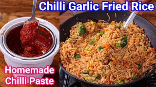 Chilli Garlic Fried Rice with Homemade Chutney  New Way  Flavored Garlic amp Chilli Fried Rice [upl. by Ahtnicaj]