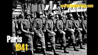 1941 Paris  Deutsche Besatzung  große Militärparade 1 [upl. by Oniratac]