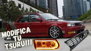 5 MODIFICACIONES PARA NISSAN TSURU  NISSAN TSURU TUNING  JDM [upl. by Quitt]