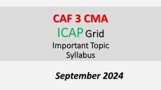 CAF 3 CMA Important topic Grid Syllabus  tips to Pass CMA [upl. by Drofniw81]