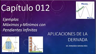 Ejemplo de Máximos y Mínimos con Pendientes Infinitas Aplicaciones de la Derivada Cap 012 [upl. by Morris420]