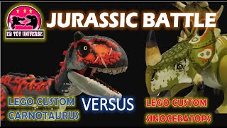 JURASSIC BATTLE  CARNOTAURUS VS SINOCERATOPS I LEVEL 40 BATTLE I MAX LEVEL DINOSAUR BATTLE [upl. by Rainie]