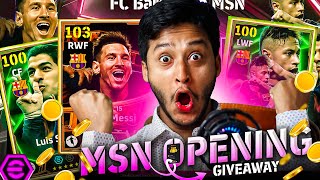 MSN Pack Opening amp Giveaway efootball 2025 mobile🔥Messi 108🔥Suarez 105🔥Neyam 105 Box spin🔥earn money [upl. by Oberheim282]