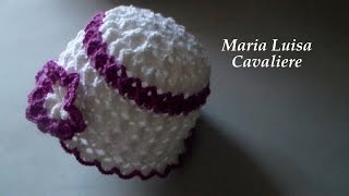 Cappello bimba 3 max 6 mesi punto conchiglie in rilievo alluncinetto tutorial [upl. by Claire]