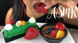 ASMR EATING PISTACHIO MOUSSE CAKE AND CREME BRÛLÉE  no talking  relaxing soft eating sounds [upl. by Delly]