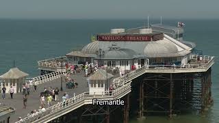 Cromer Pier  Norfolk  British Seaside  Pavilion Theatre  Fremantle stock footage  E15R32 031 [upl. by Kenlee]