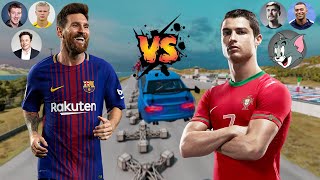 CR7 vs Messi vs Mr Beast vs Mr Bean Car Jump Challenge beamngdrive football [upl. by Ambrogio]