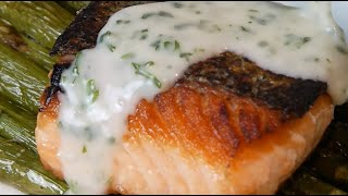 Easy  FANCY Creamy Parsley Sauce for FISH  other proteins  Velouté Mother Sauce How To Tutorial [upl. by Nauqed]